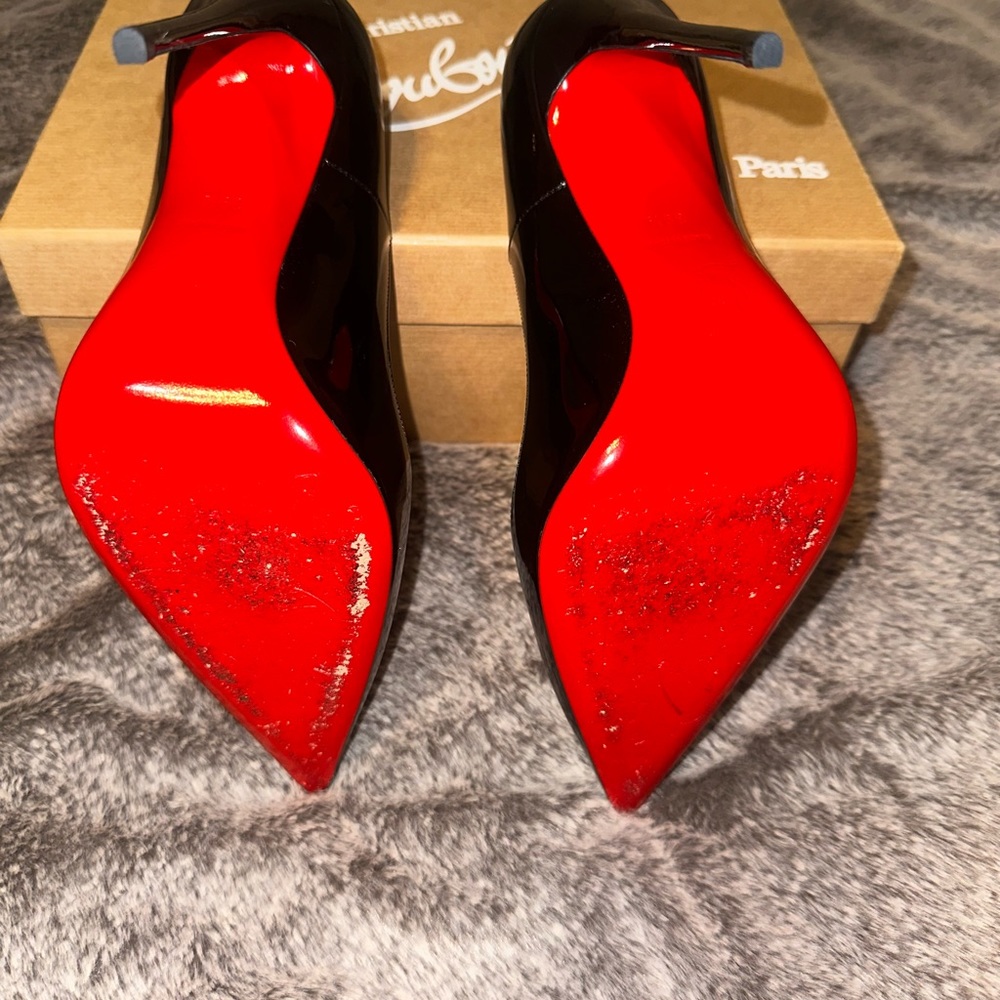 Christian Louboutin Patent Pointed-Toe Red Sole Pumps - Picture 3 of 4
